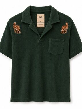 OAS Dark Green Polo with Orange Tiger Embroidery